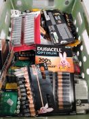 Approximately three hundred assorted batteries to include JCB 9V, Pifco, AAA and related.