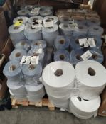 A quantity of assorted toilet rolls, hand tissues and cleaning related products.