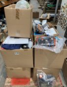Twelve boxes of assorted items to include homewares and garden, cleaning products, DIY, food stuff a