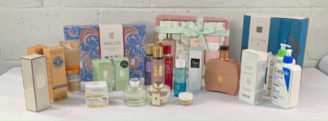 A crate of assorted as new beauty items and home fragrance to include Jo Malone, The White Company,