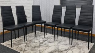 Set of six Kosy Koala faux leather chairs, Black (DA-258B) boxed (stock image).