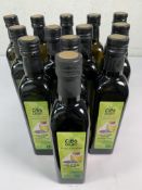 Thirteen Cibo Crudo organic cold pressed flaxseed oils, 500ml sealed bottles, labels discoloured. (E