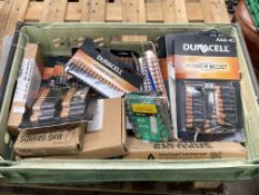 A crate of assorted batteries to include Duracell and Energizer (Approximately 400).