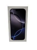 As new Apple iPhone 16 Pro (A3293) 512GB in Black Titanium (Box sealed) (EAN: 195949772665).