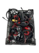 Assorted pre-owned Plantronics and Jabra headsets.