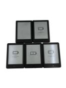 Five pre-owned Amazon Kindle 8th Gen (M/N: SY69JL) (Sold as seen).