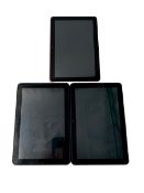 Three pre-owned Amazon Fire HD 8 Tablets.
