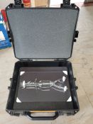 A custom-made laboratory glassware with a Vault Pelican travel case.