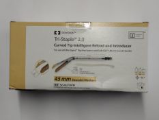 A box of six as new Covidien Tri-Staple 2.0 Curved Tip Intelligent Reload and Introducer, 45mm Vascu