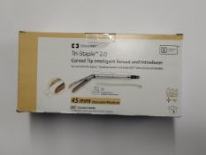 A box of six as new Covidien Tri-Staple 2.0 Curved Tip Intelligent Reload and Introducer, 45mm Vascu
