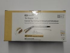 A box of six as new Covidien Tri-Staple 2.0 Curved Tip Intelligent Reload and Introducer, 45mm Vascu