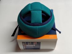 A box of eighteen as new Orliman Cranial protection helmets, various sizes and colours.