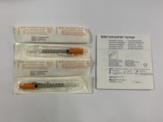 Twenty Four boxes of BD SafetyGlide Insulins Syringes 1/2ml 30G x 5/16 TW (0.30mm x 8mm) One hundred