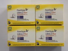Four as new FreeStyle Libre 2 Plus Flash Glucose Monitoring Systems (EXP: 2025-11-30).