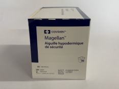 Two boxes of Covidien Magellan hypodermic safety needles (10 packs of 50 needles per box, REF: 88818
