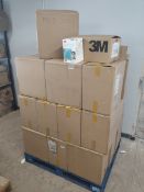A pallet of 3M health care particulate respirator and surgical masks (REF: 1860, EXP 2024-07-24) (Pl