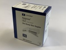 Four boxes of as new Covidien Appose ULC Auto Suture Slim Body Skin Staples (REF: 8886803512) (EXP: