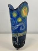 Pre-owned custom painted below knee prosthetic socket resembling Vincent van Gogh's The Starry Night