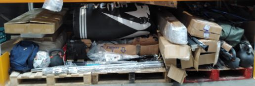 A large quantity of sport, fitness and leisure related items. (pallets not included)