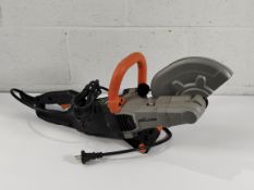 An unboxed Evolution Electric Disc Cutter, R230DCT, 230mm with diamond blade. (UK adapter needed)