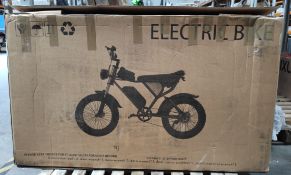 A Q20 Plus Electric Fat Tire Bicycle, box open.
