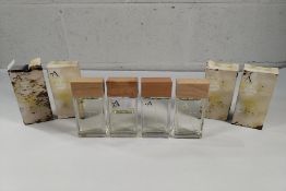 Four pre-owned Arran After the Rain eau de toilette's, lime, rose and sandalwood. One part/half used