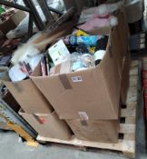 Eleven boxes of assorted miscellaneous items to include household, DIY, toiletries and related. (pal
