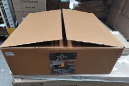 An Ivyline Outdoor XL cast iron fire pit, box open.