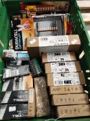 A crate quantity of batteries to include Energizer, Duracell, Procell.