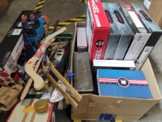 A quantity of as new toys to include Sharper image laser tag, X-Shot hyper gel, Harry Potter chess a