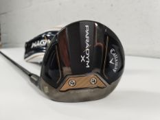 An as new Callaway Paradym X 5 Wood, 18 Degree, Right handed golf club with hood.