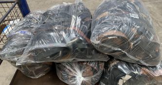 Five bags of assorted pre-owned belts.
