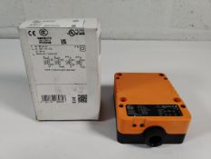 An as new Ifm inductive sensor, 105.4 x 80 x 40mm (REF ID0013, EAN 4021179080828).