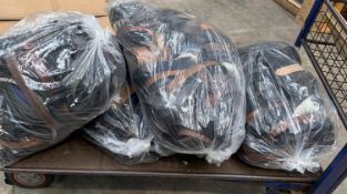 Four bags of assorted pre-owned belts.