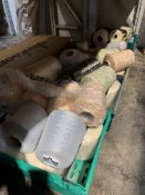 Five crates of assorted yarns and related items.