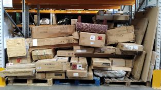 A quantity of flat pack furniture/homeware and related items across three pallets. (pallets not incl