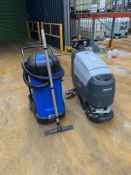 Two pre-owned Nilfisk cleaning machinery to include a Nilfisk Maxxi II wet and dry vacuum and a Nilf