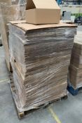 A pallet of cardboard boxes, size: 430mm x 400mm x 180mm.
