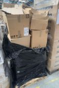 A pallet of miscellaneous to include small plastic containers, container lids and other.