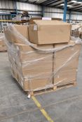 A pallet containing as new protective face shields (DFS-01M).