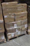 A pallet of as new Deflecto Acrylic Marketing Equipment to include slat-wall shelves with lip (FB000