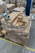 A pallet containing Sosure foaming hand sanitizers, Firetrap Acqua Rosa body spray and other product