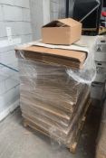A pallet of approximately 400 cardboard corrugated cases, size: 430mm x 395mm x 168mm.