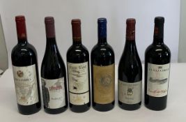 Six assorted red wines to include Tanca Farra Sardegna Alghero 2020, Terre Rare Carignano Del Sulcis