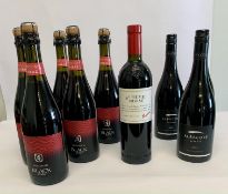 Six Mcguigan Black Label Shiraz Fizzy red wine 6 x 750ml, three Albacore reserve 2021 Shiraz red win