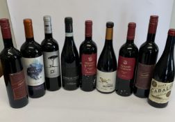 Nine assorted red wines to include Dornfelder 2023, 750ml, two Marques De Caceres 2020 Rioja 2 x 750