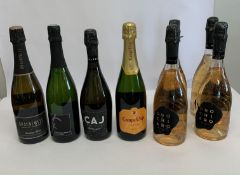 Eight assorted sparkling wines to include Orochiaro rose, Campo Viejo Cava, Jean Francois Ganevat La