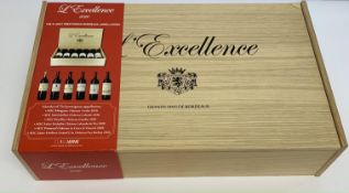 L'Excellance Bordeaux wooden gift box 6 x 750ml wines to include AOC Margaux Château Cordet 2020, AO