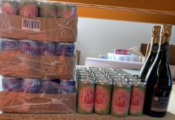 Ninety six cans of Kin Euphorics Bloom Non Alcoholic Beverage/Supplements to include Lightwave Groun