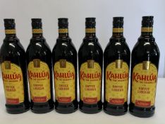 Six Kahlua Original Coffee Liqueurs 6 x 700ml.